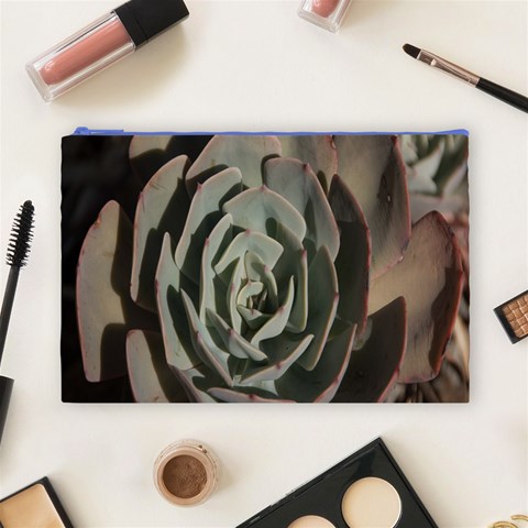 Succulent Green Pink Rosettes Cosmetic Bag (Large)  from ArtsNow.com Front