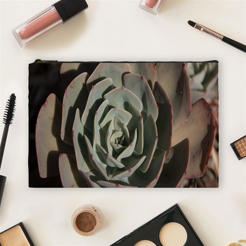 Succulent Green Pink Rosettes Cosmetic Bag (Large)  from ArtsNow.com Front