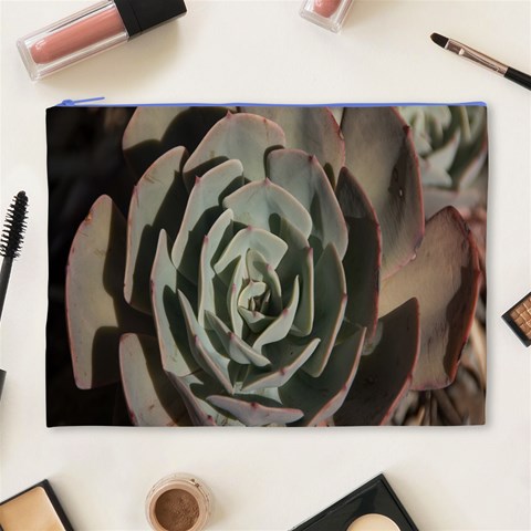 Succulent Green Pink Rosettes Cosmetic Bag (XL) from ArtsNow.com Front