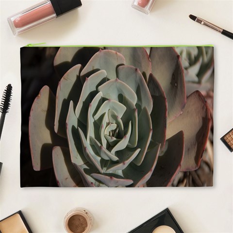 Succulent Green Pink Rosettes Cosmetic Bag (XL) from ArtsNow.com Front