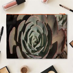 Succulent Green Pink Rosettes Cosmetic Bag (XL) from ArtsNow.com Back