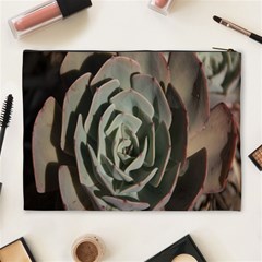 Succulent Green Pink Rosettes Cosmetic Bag (XL) from ArtsNow.com Back