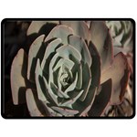 Succulent Green Pink Rosettes Fleece Blanket (Large) 