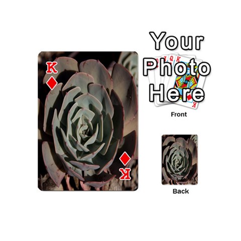 King Succulent Green Pink Rosettes Playing Cards 54 (Mini)  from ArtsNow.com Front - DiamondK