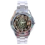 Succulent Green Pink Rosettes Stainless Steel Analogue Watch