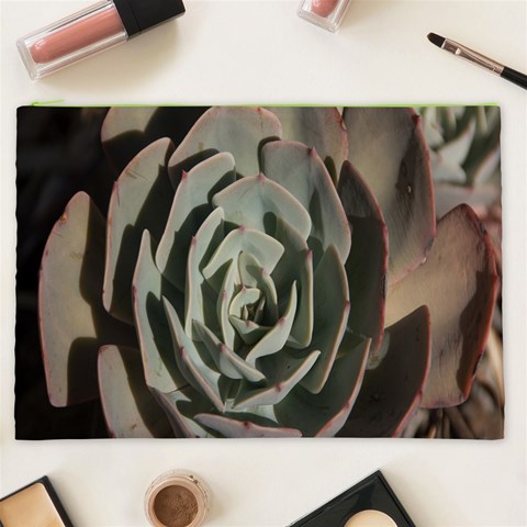 Succulent Green Pink Rosettes Cosmetic Bag (XXL)  from ArtsNow.com Front