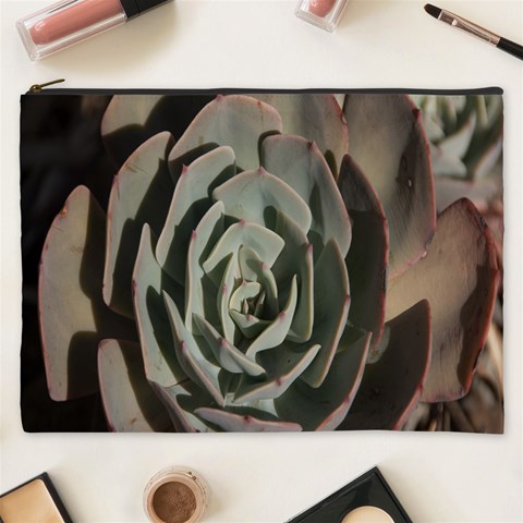 Succulent Green Pink Rosettes Cosmetic Bag (XXXL)  from ArtsNow.com Front