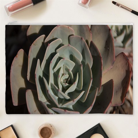 Succulent Green Pink Rosettes Cosmetic Bag (XXXL)  from ArtsNow.com Front