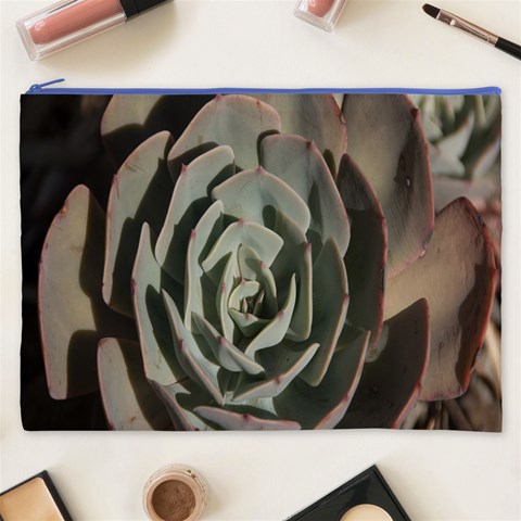 Succulent Green Pink Rosettes Cosmetic Bag (XXXL)  from ArtsNow.com Front