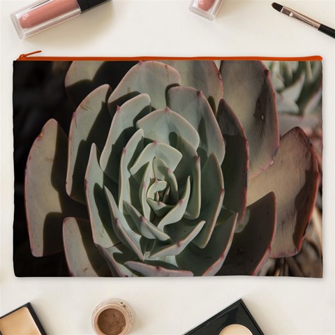Succulent Green Pink Rosettes Cosmetic Bag (XXXL)  from ArtsNow.com Front