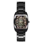 Succulent Green Pink Rosettes Stainless Steel Barrel Watch