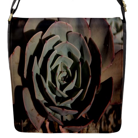 Succulent Green Pink Rosettes Flap Messenger Bag (S) from ArtsNow.com Front