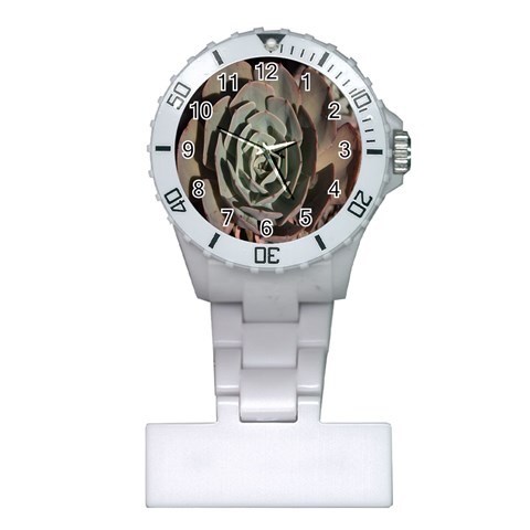 Succulent Green Pink Rosettes Plastic Nurses Watch from ArtsNow.com Front