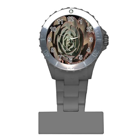 Succulent Green Pink Rosettes Plastic Nurses Watch from ArtsNow.com Front