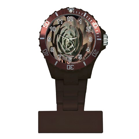 Succulent Green Pink Rosettes Plastic Nurses Watch from ArtsNow.com Front