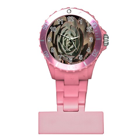 Succulent Green Pink Rosettes Plastic Nurses Watch from ArtsNow.com Front