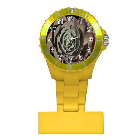 Succulent Green Pink Rosettes Plastic Nurses Watch from ArtsNow.com Front