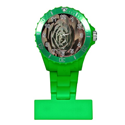 Succulent Green Pink Rosettes Plastic Nurses Watch from ArtsNow.com Front