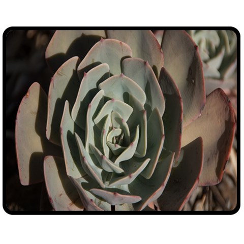 Succulent Green Pink Rosettes Double Sided Fleece Blanket (Medium)  from ArtsNow.com 58.8 x47.4  Blanket Back
