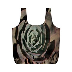 Succulent Green Pink Rosettes Full Print Recycle Bags (M)  from ArtsNow.com Front