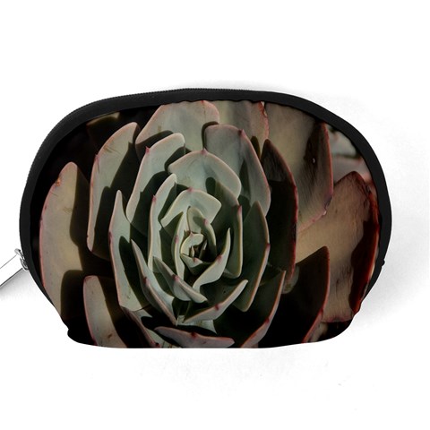 Succulent Green Pink Rosettes Accessory Pouches (Medium)  from ArtsNow.com Back