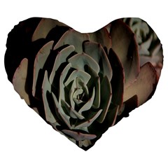 Succulent Green Pink Rosettes Large 19  Premium Flano Heart Shape Cushions from ArtsNow.com Front