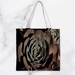 Succulent Green Pink Rosettes Zipper Grocery Tote Bag from ArtsNow.com Front