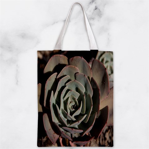 Succulent Green Pink Rosettes Zipper Classic Tote Bag from ArtsNow.com Front