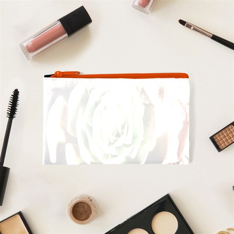 Succulent Green Pink Rosettes Cosmetic Bag (XS) from ArtsNow.com Front