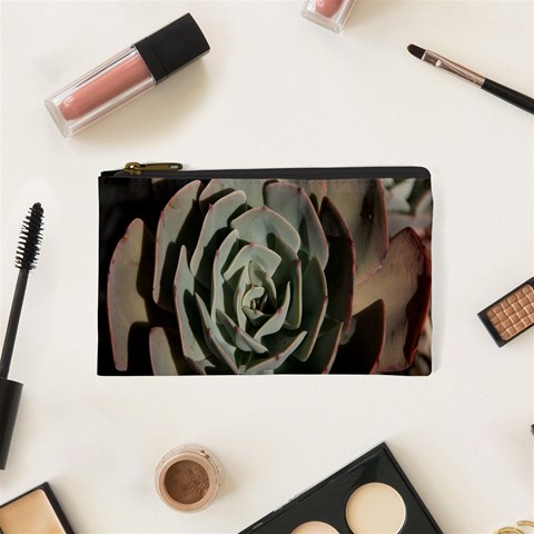 Succulent Green Pink Rosettes Cosmetic Bag (XS) from ArtsNow.com Front