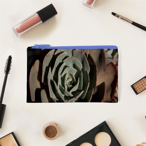Succulent Green Pink Rosettes Cosmetic Bag (XS) from ArtsNow.com Front