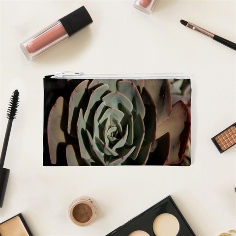 Succulent Green Pink Rosettes Cosmetic Bag (XS) from ArtsNow.com Front