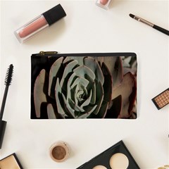 Succulent Green Pink Rosettes Cosmetic Bag (XS) from ArtsNow.com Front