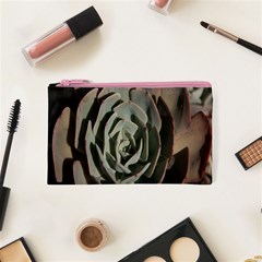 Succulent Green Pink Rosettes Cosmetic Bag (XS) from ArtsNow.com Front