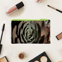 Succulent Green Pink Rosettes Cosmetic Bag (XS) from ArtsNow.com Back