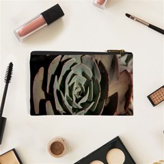 Succulent Green Pink Rosettes Cosmetic Bag (XS) from ArtsNow.com Back