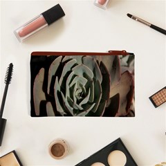 Succulent Green Pink Rosettes Cosmetic Bag (XS) from ArtsNow.com Back