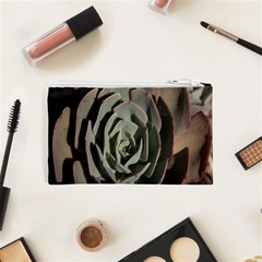 Succulent Green Pink Rosettes Cosmetic Bag (XS) from ArtsNow.com Back