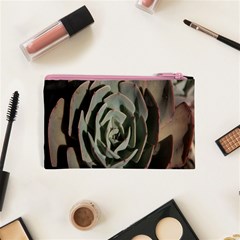 Succulent Green Pink Rosettes Cosmetic Bag (XS) from ArtsNow.com Back