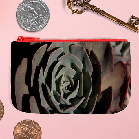 Succulent Green Pink Rosettes Large Coin Purse from ArtsNow.com Front