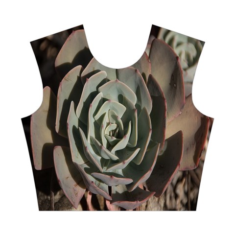 Succulent Green Pink Rosettes Cotton Crop Top from ArtsNow.com Front