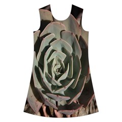 Succulent Green Pink Rosettes Kids  Short Sleeve Velvet Dress from ArtsNow.com Front