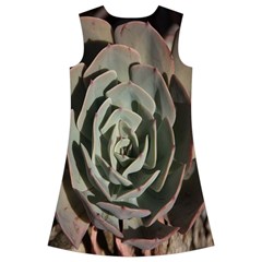 Succulent Green Pink Rosettes Kids  Short Sleeve Velvet Dress from ArtsNow.com Back