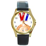 copper  Round Gold Metal Watch