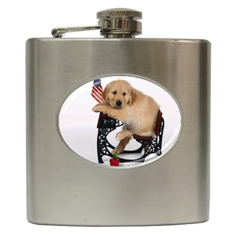 Labrador Puppy 1 Hip Flask (6 oz) from ArtsNow.com Front