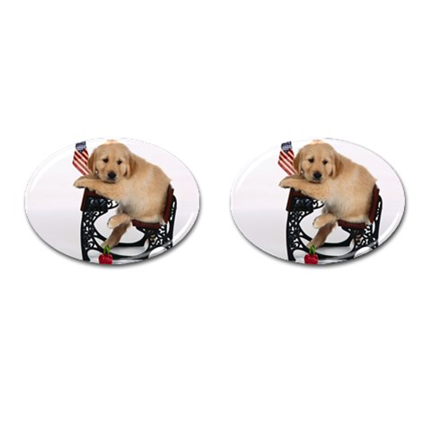 Labrador Puppy 1 Cufflinks (Oval) from ArtsNow.com Front(Pair)