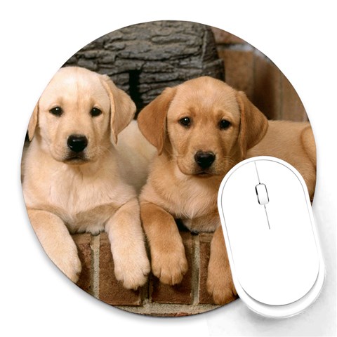 Labrador  Puppy 2 Round Mousepad from ArtsNow.com Front