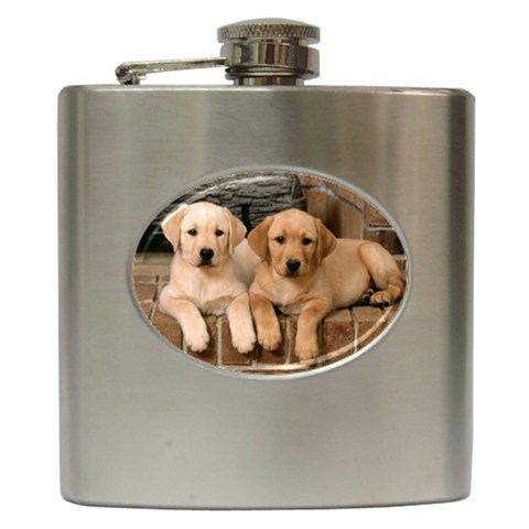 Labrador  Puppy 2 Hip Flask (6 oz) from ArtsNow.com Front