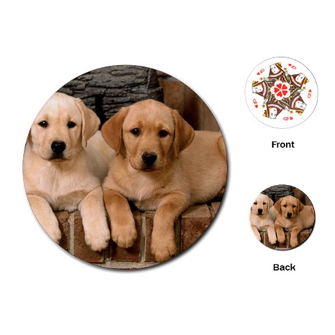 Labrador  Puppy 2 Playing Cards (Round) from ArtsNow.com Front