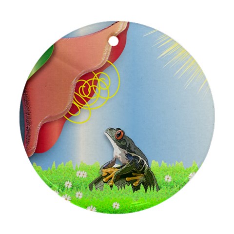 Flower & Frog Ornament (Round) from ArtsNow.com Front